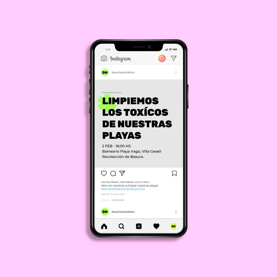 Pantalla de celular con el instagram de la campaña